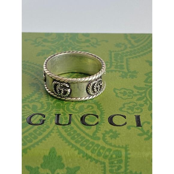Gucci GG Logo Sterling Sliver Ring 7 - Picture 8 of 9